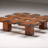 Table basse en noyer, Italie, années 1970