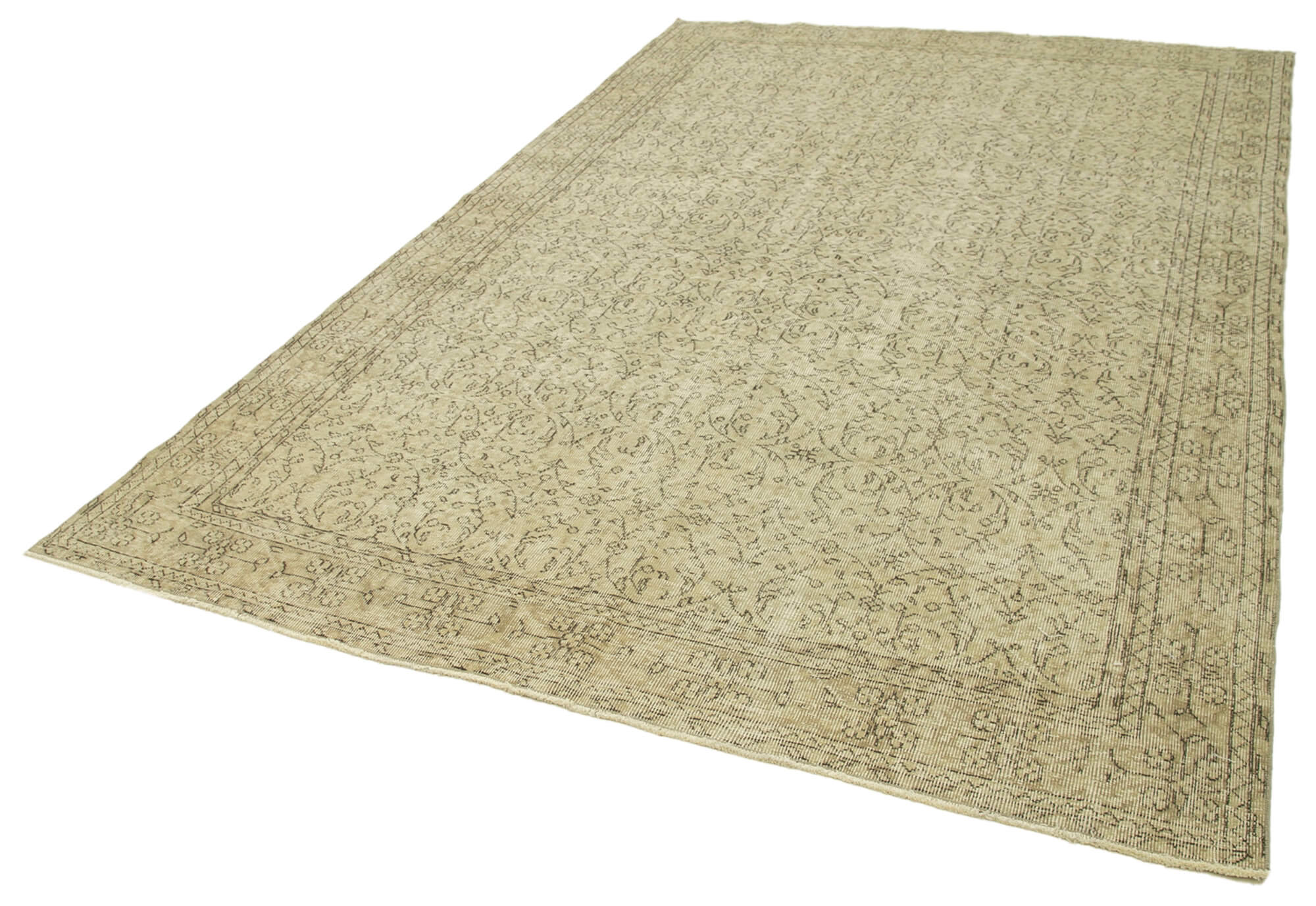 Hand-Knotted Vintage Turkish Beige Rug 203 cm x 309 cm - 38989