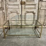 Table basse à double plateau en bronze attribuée à Jacques Quinet