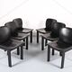 Lot de 6 chaises de salle à manger en bois et cuir noir