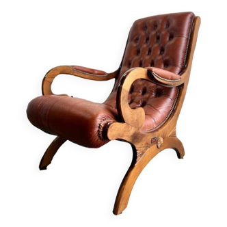 Fauteuil club / fauteuil chesterfield en cuir vintage. /fauteuil