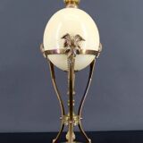 Neoclassical Lamp, Ostrich Egg & Bronze Animal Mount, c. 1900