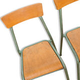 Pair of stella school chairs in wood and metal from the year 1960