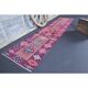 Vintage Turkish Oushak handmade wool cotton pink runner rug 79x342