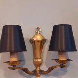Pair of wall lamps double year 50 in bronze neo-classical style signed Petitot