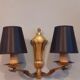 Pair of wall lamps double year 50 in bronze neo-classical style signed Petitot
