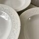 Set of 6 hollow plates Digoin Sarreguemines model Alphabet relief white 40s