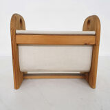 Scandinavian modern Pinewood and linnen magazine stand, Denmark 1970's
