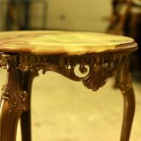 Antique gilded rococo gueridon with 2 onyx tops – Napoleon III