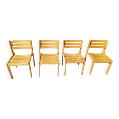 Suite de 4 chaises vintage Wilkhahn en bois clair – style scandinave