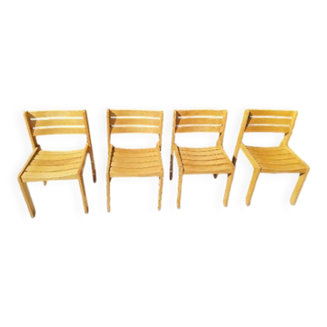 Suite de 4 chaises vintage Wilkhahn en bois clair – style scandinave