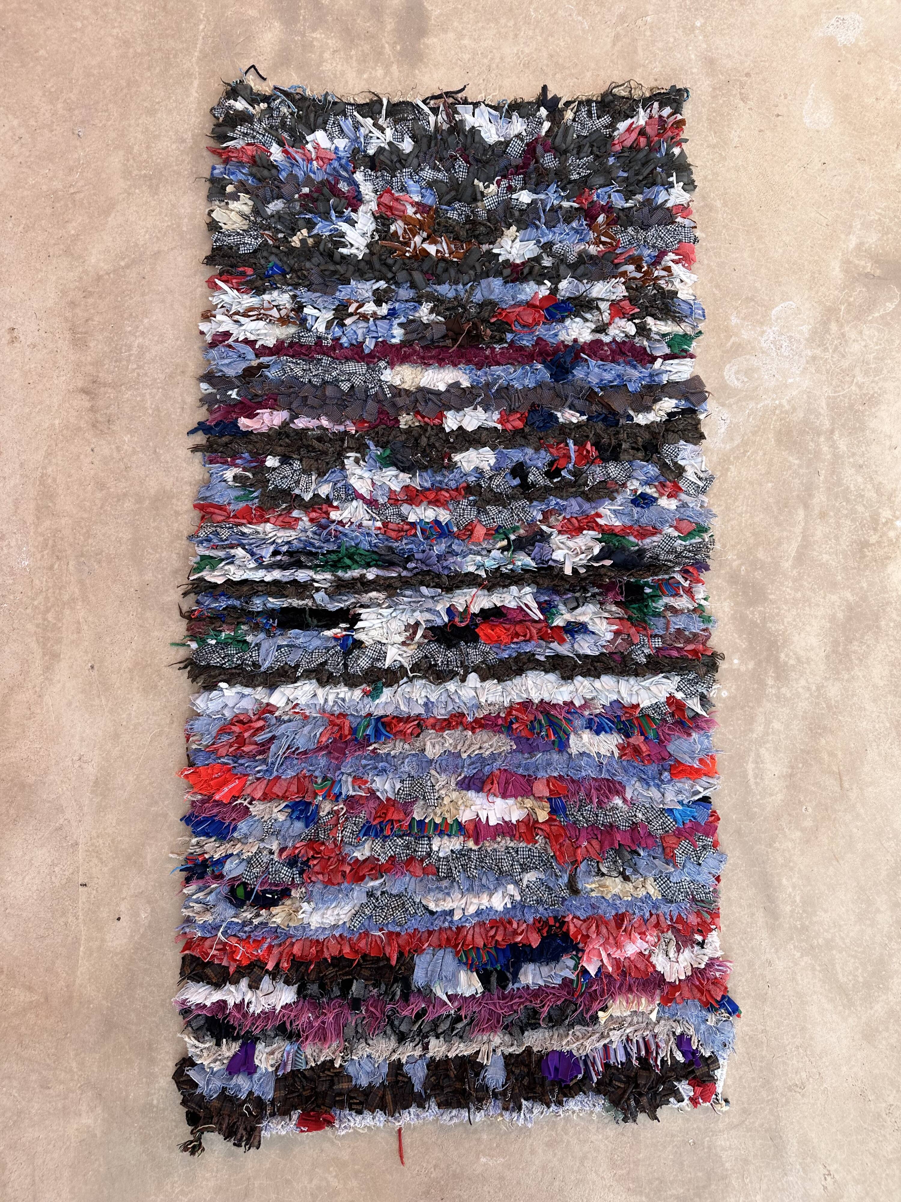 Moroccan carpet boucherouite colored - 75 x 152 cm