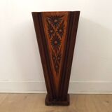 French antique oak tin-lined hand-carved umbrella stand with flower decoration.