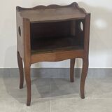 Side bedside table in natural wood with discreet side drawer