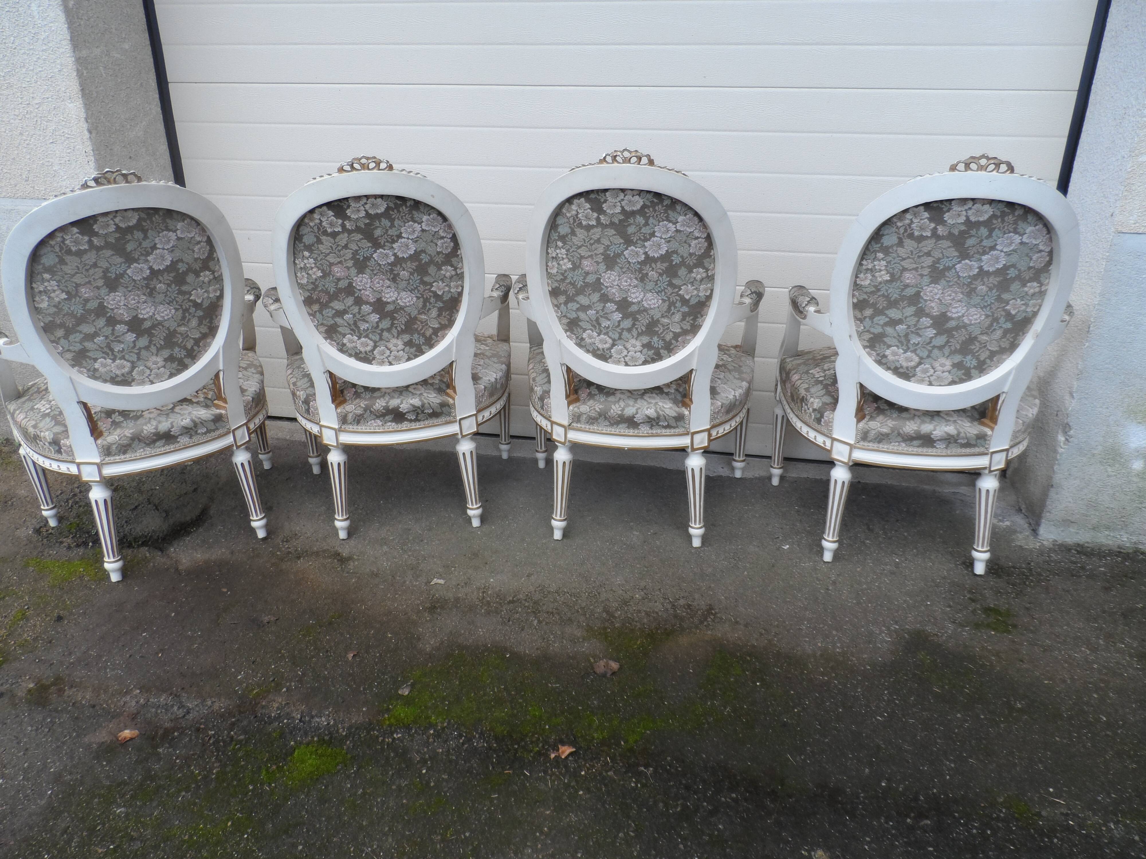 Four medallion armchairs