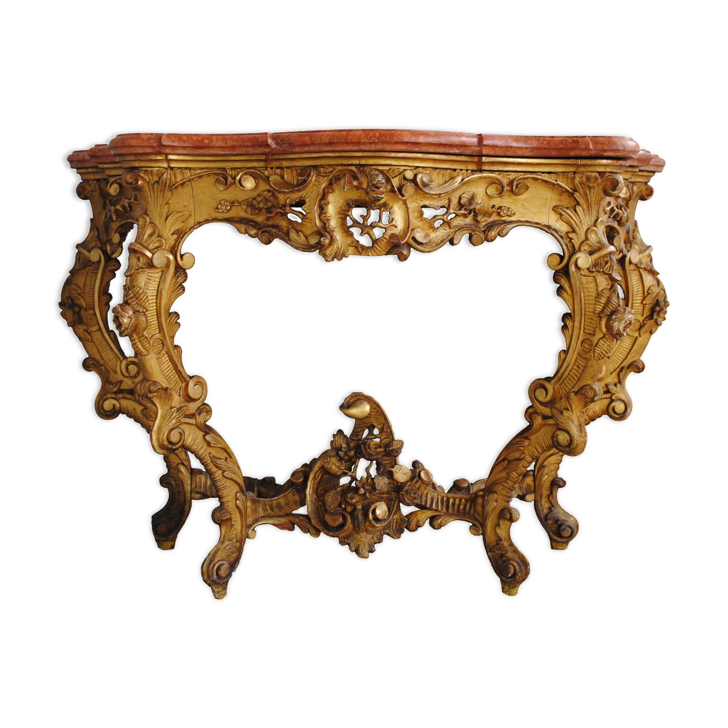 Console Louis XV gold on wooden marble