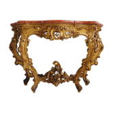 Console Louis XV gold on wooden marble