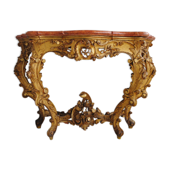 Console Louis XV gold on wooden marble