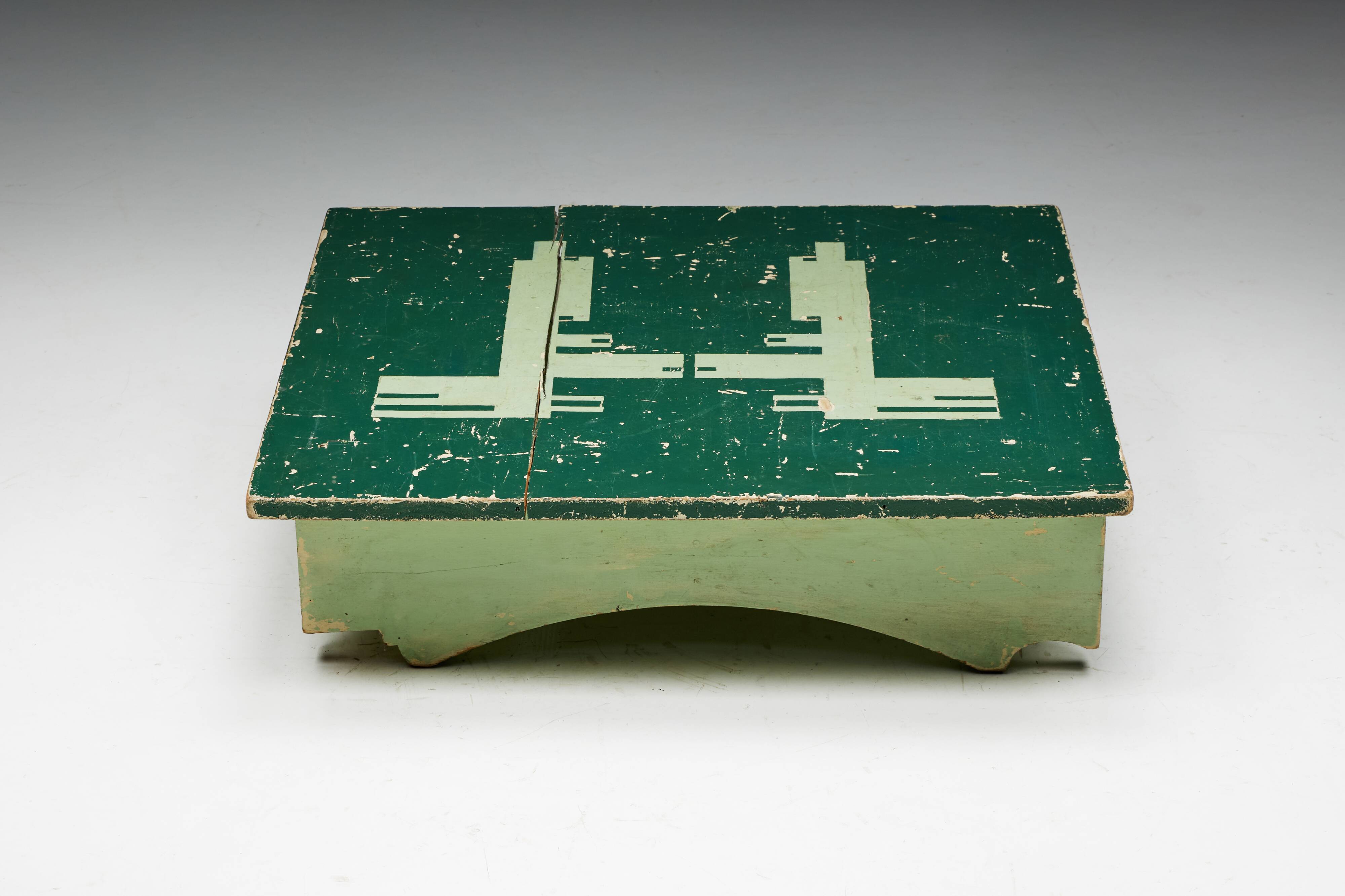 Green Art Populaire Side Table, France, 19th Century