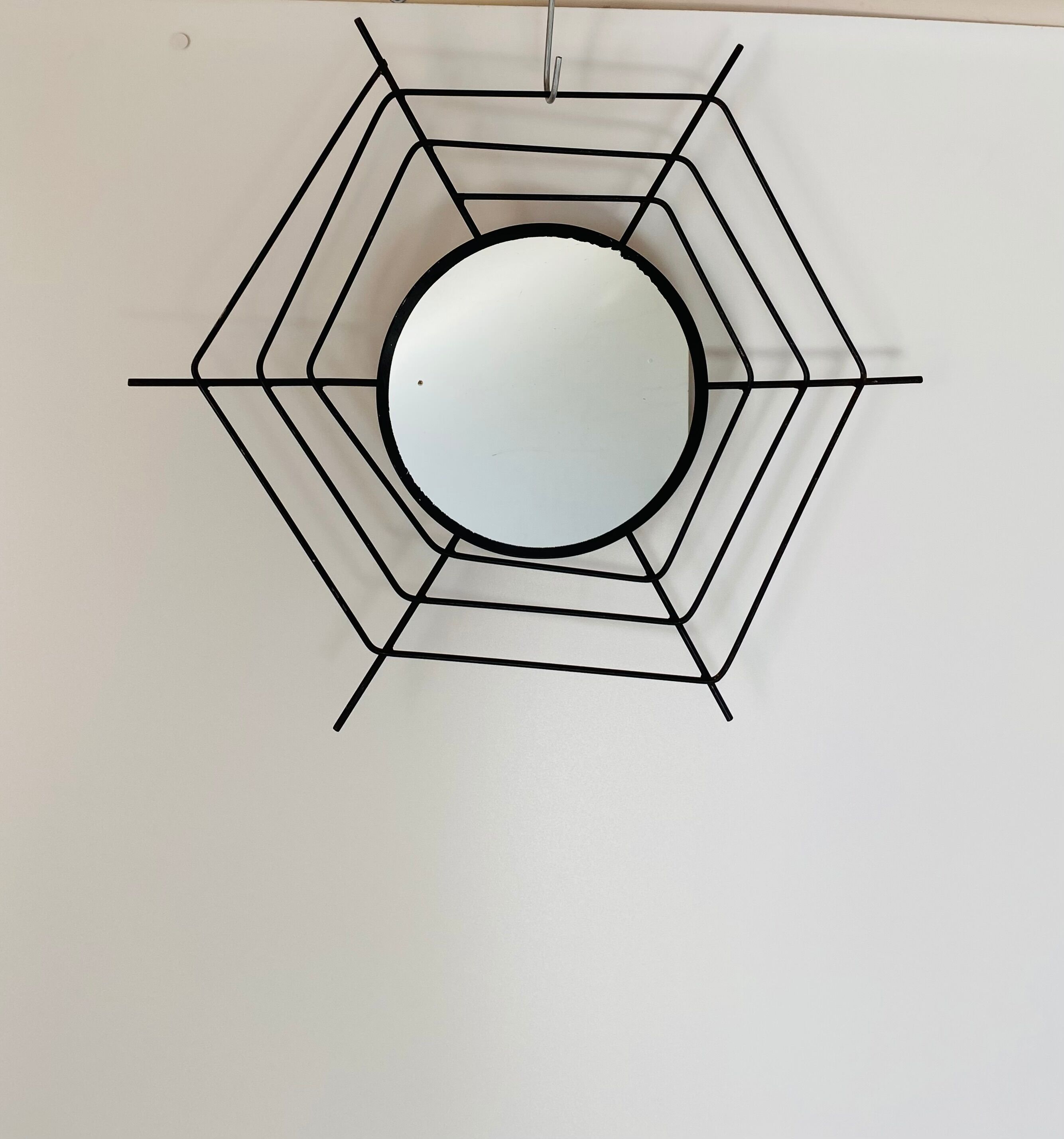 1960s vintage spiderweb wall mirror, 64 cm