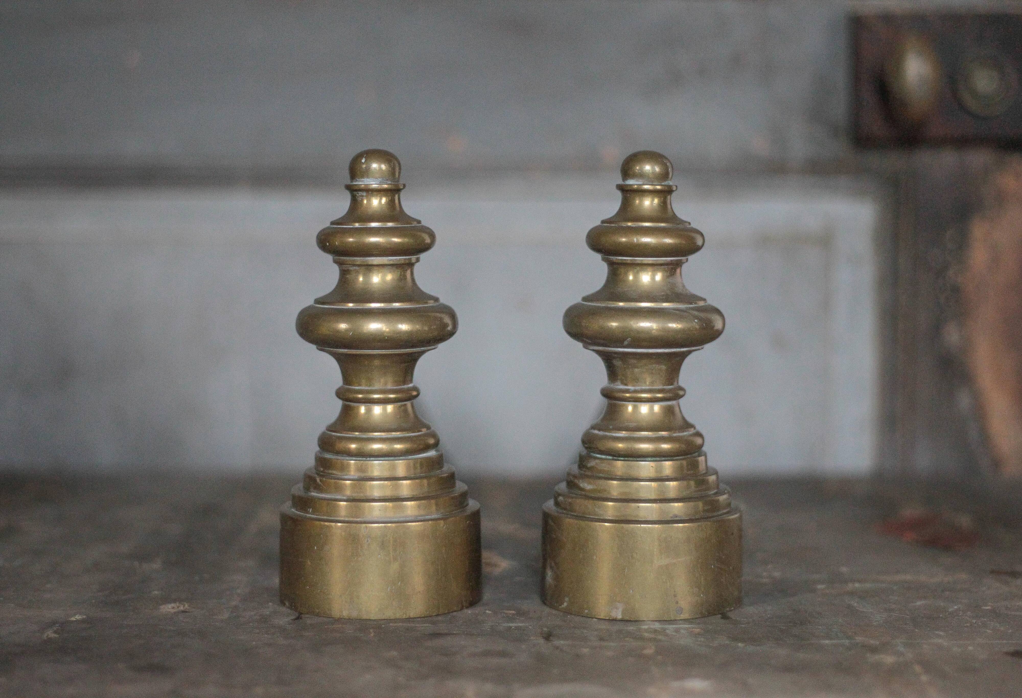 Chenets vintage, pair of chenets, fireplace accessory, brass chenets and f