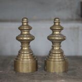 Chenets vintage, pair of chenets, fireplace accessory, brass chenets and f