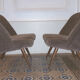 Restored low chair in velvet fabric 50s 60s