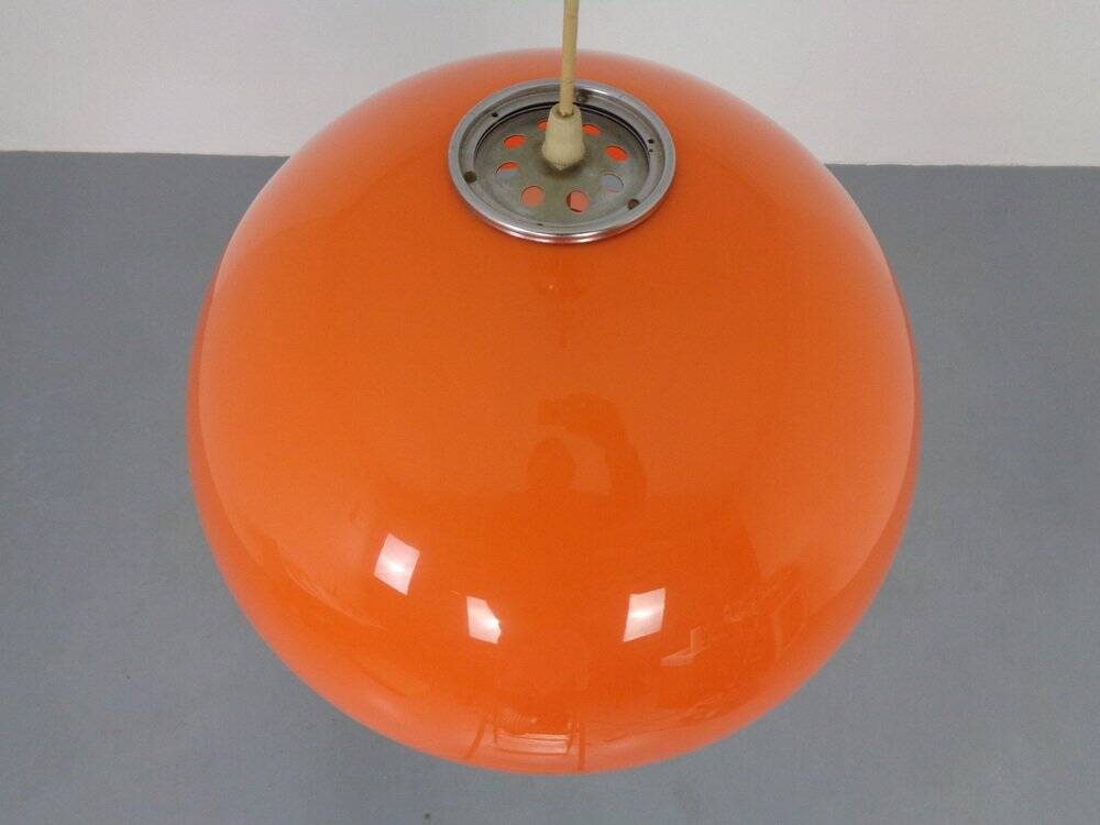 Space Age Orange & White Ceiling Lamp, Italy, 1970s