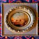 Old painting fixed under nineteenth century glass and vintage gilded frame