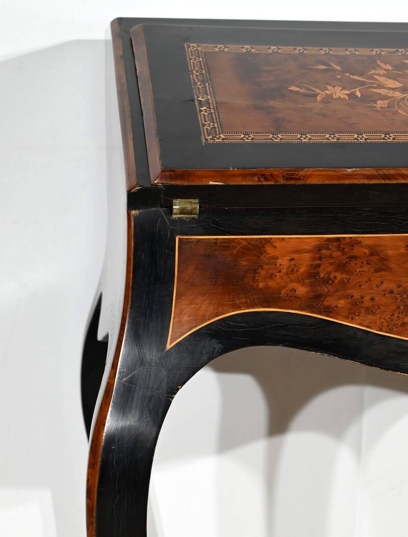Blackened pearwood and amboyna sloping desk, Napoleon III period, mid-19th century