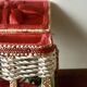 Vintage sewing basket in rattan and floral fabric