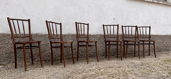 Série de 6 chaises bistrot troquet parisien 1950