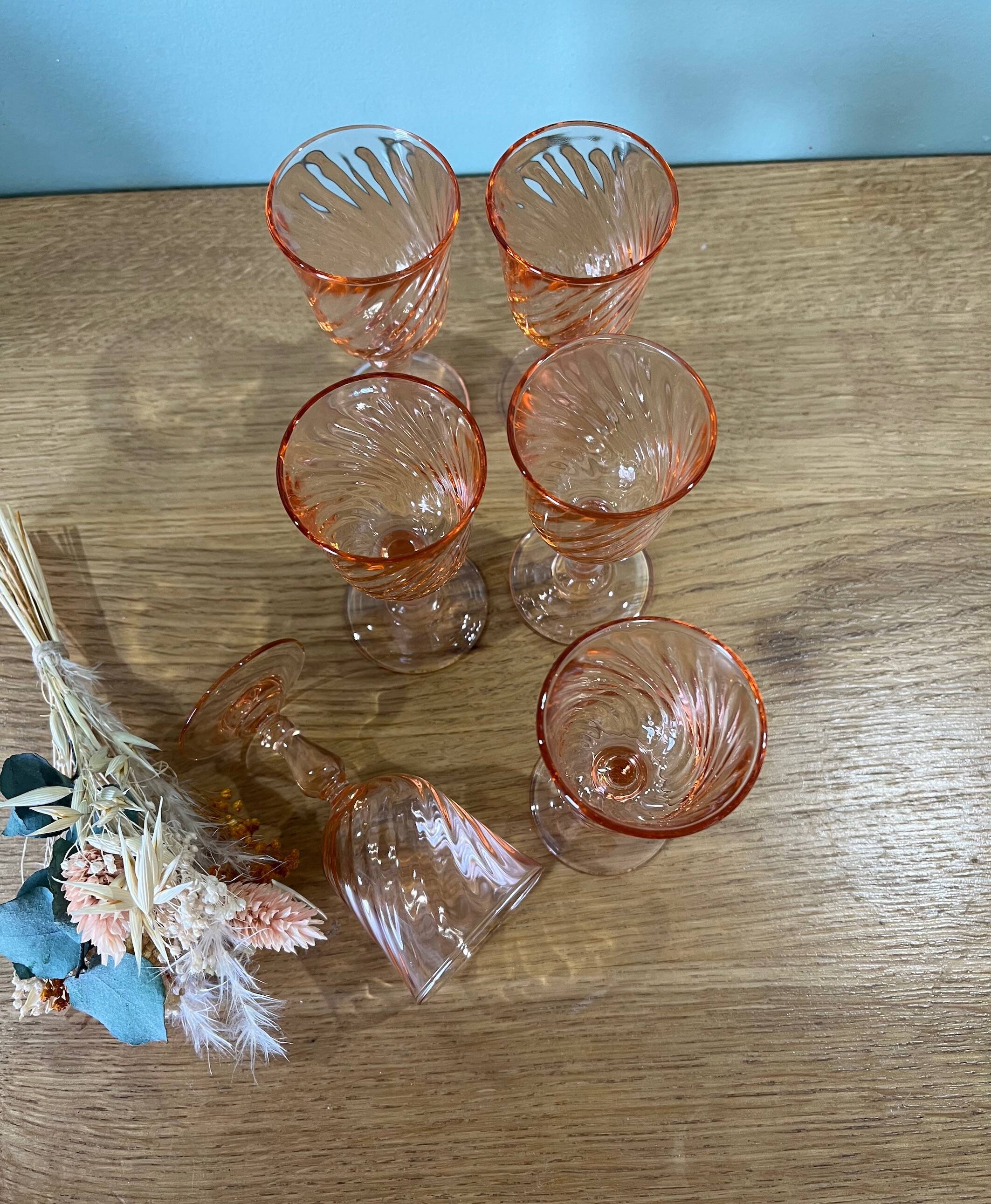 6 Rosaline twisted liqueur glasses