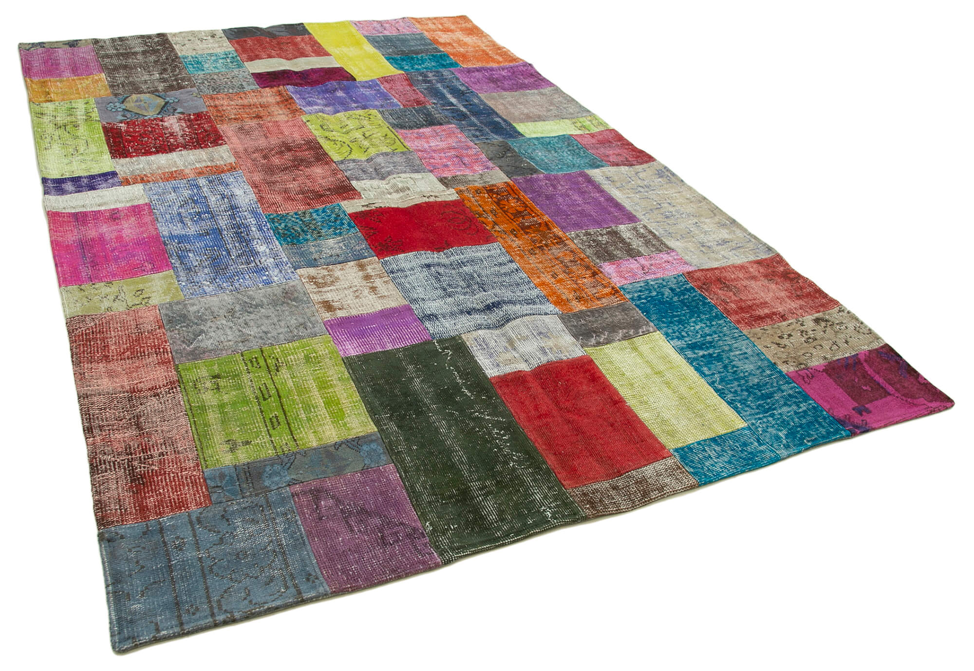 Handwoven Turkish Contemporary 203 cm x 301 cm Multicolor Patchwork Carpet
