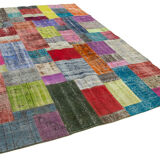Handwoven Turkish Contemporary 203 cm x 301 cm Multicolor Patchwork Carpet