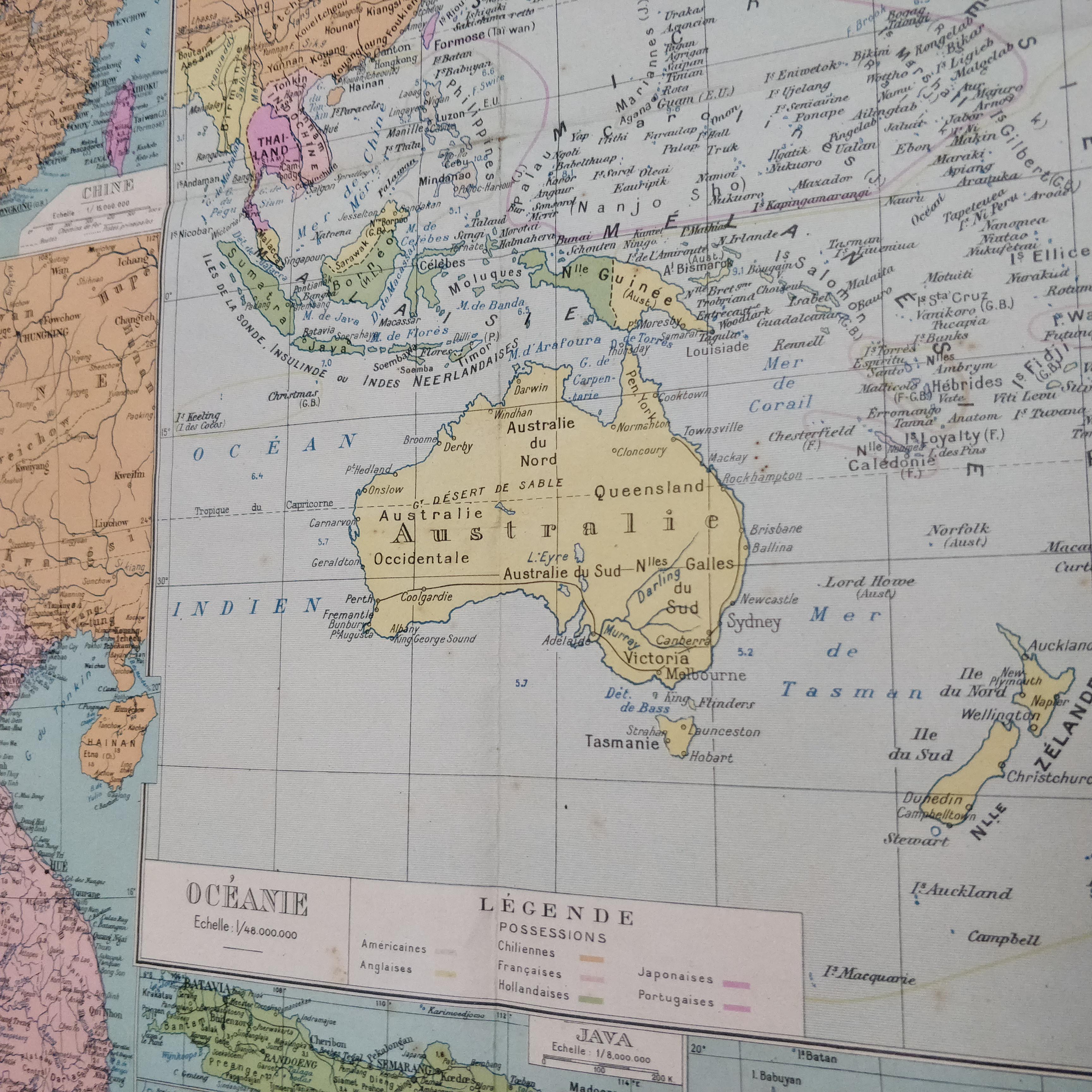 Ancient Pacific Ocean map and its archipelagos Edition Girard 99 by 65cm