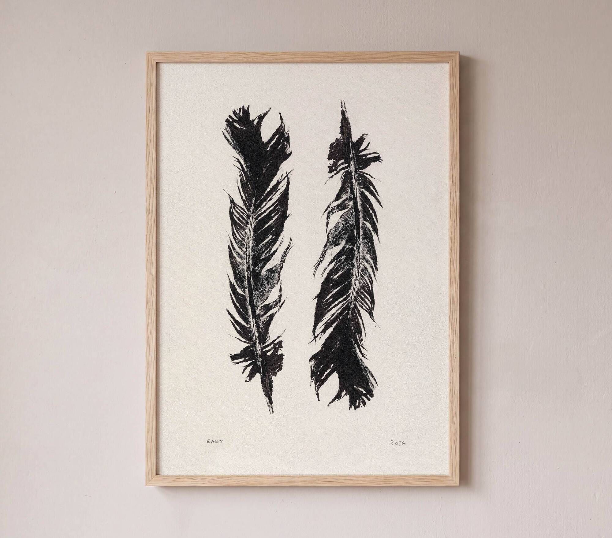 Tirage d'art Plumes Noires 50x70 par  Eawy