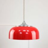 Grande suspension rouge Space Age de Guzzini, années 1960