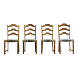 Chaises de salle à manger en chêne brutaliste danois moderne des années 1960 dans le style de Kjærnulf, ensemble.