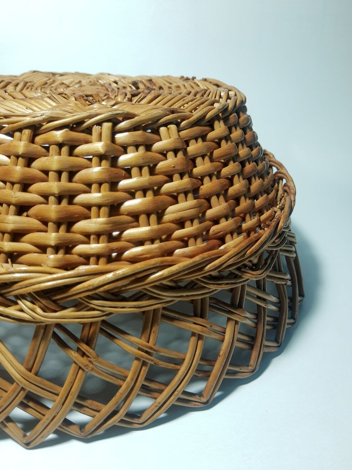 Vintage round wicker basket