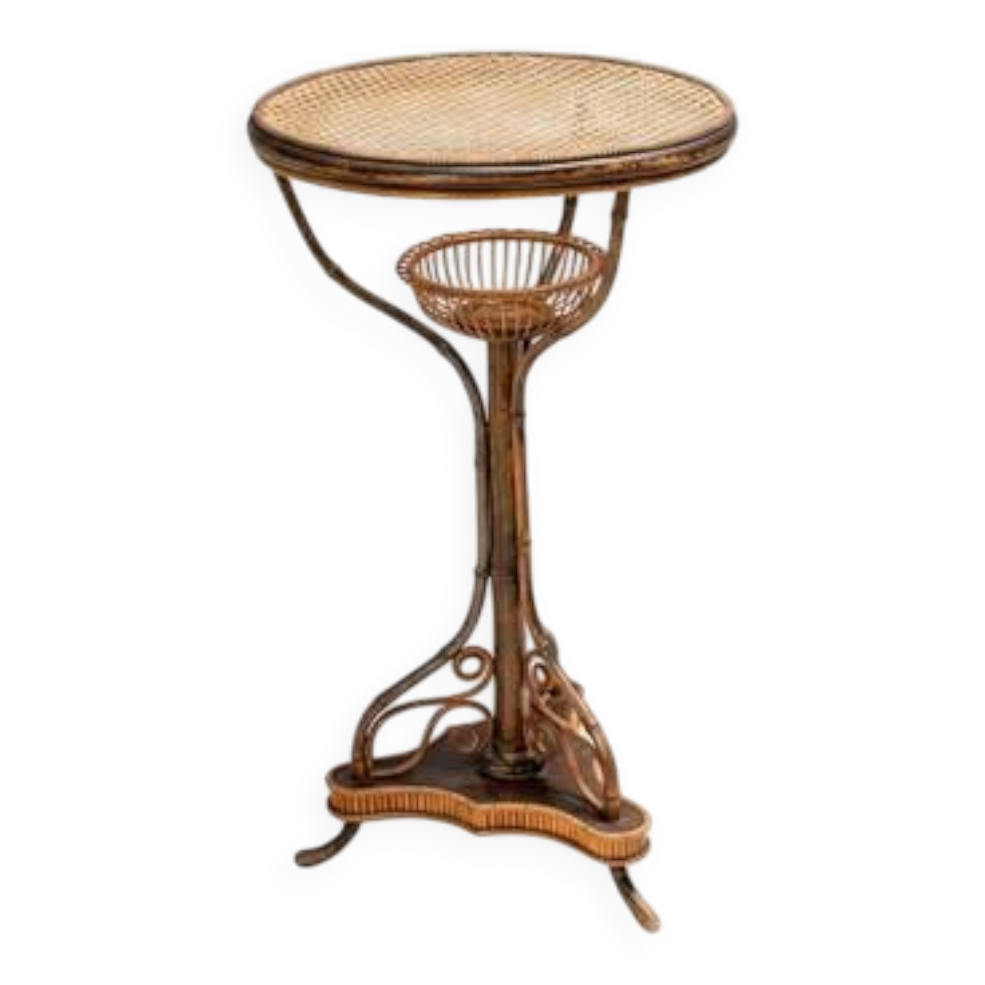 Art Nouveau bentwood & rattan pedestal table, Central Europe, c. 1900–1925