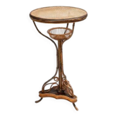 Table piédestal en bois cintré et rotin Art Nouveau, Europe centrale, vers 1900-1925