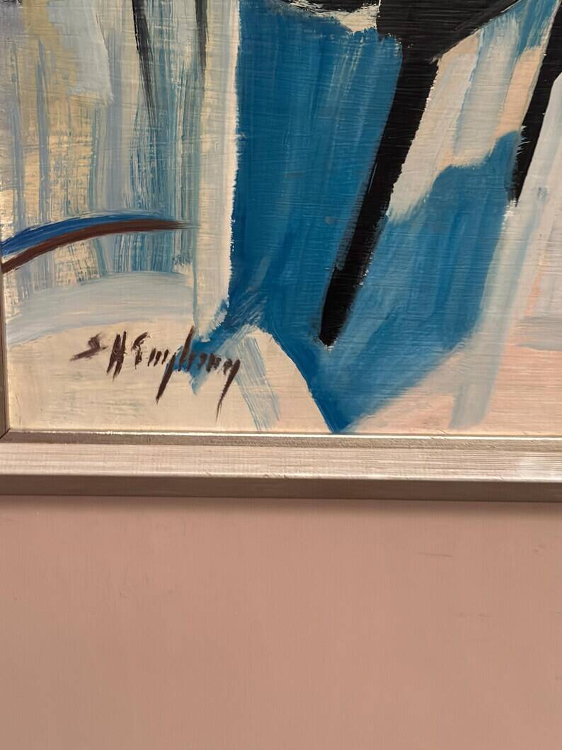 Original Swedish Oil on Panel – “Abstract Composition” by Sven H. Engberg – Signed – Vintage & Framed – 56 × 43 cm (22" × 16.9")