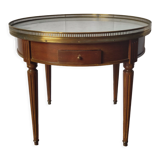Table bouillote style louis XVI cherry top marble 2 drawers