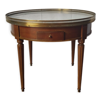 Table bouillote style louis XVI cherry top marble 2 drawers