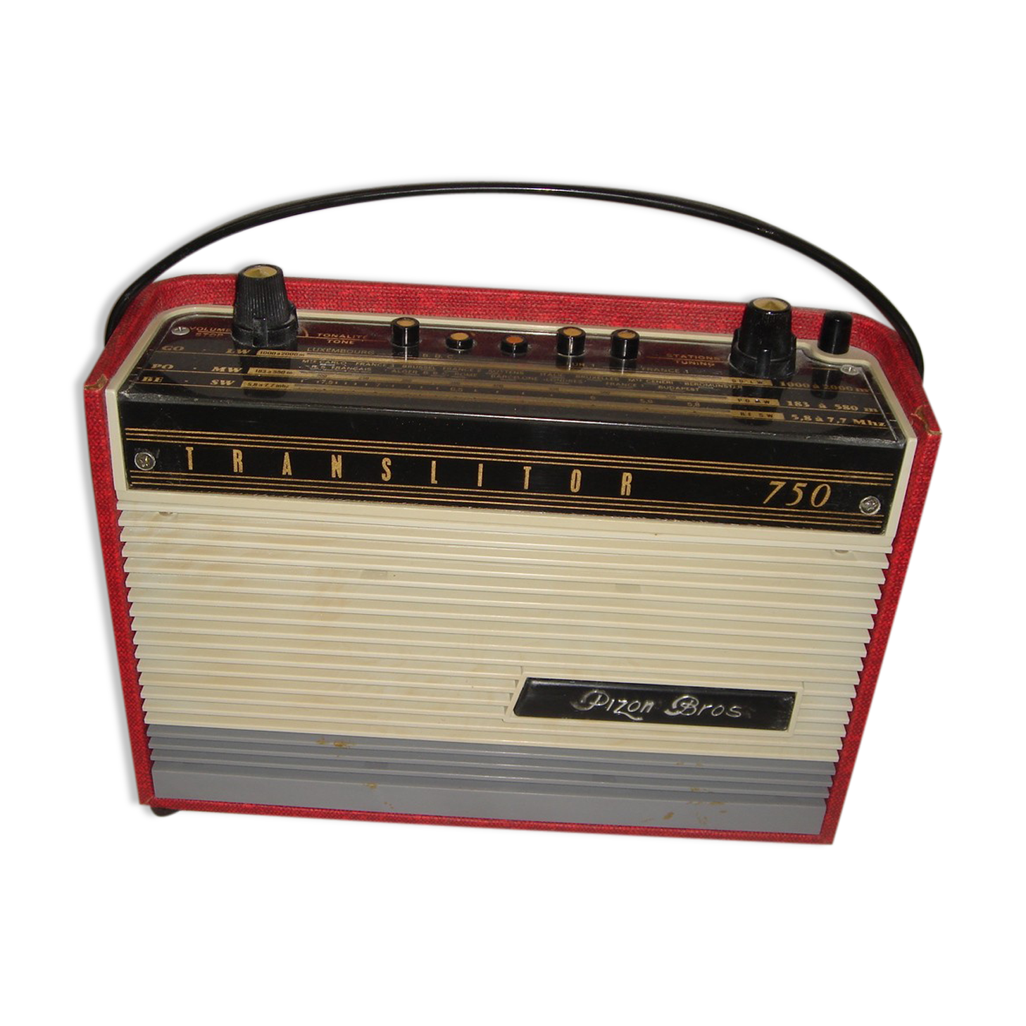 Poste radio pizon bros transistor 750 rouge de 1960