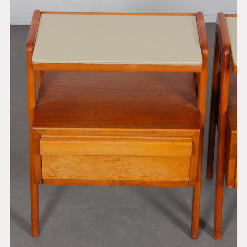 Pair of wooden and opaline bedside tables, edited by Jitona, 1960