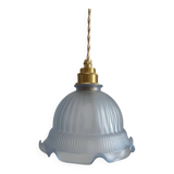 Vintage frosted blue glass pendant light