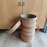 Vintage raffia wicker basket bowling bag