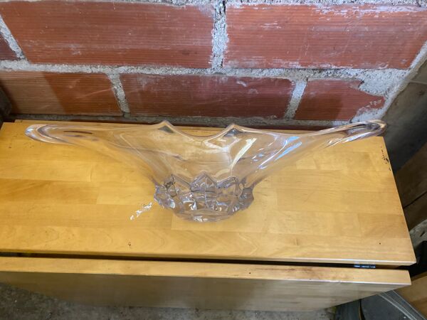 Coupe centre de table ancien cristal de vannes design vintage